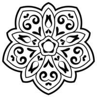 Mandala. dekorative runde gekritzelblume lokalisiert auf weißem hintergrund. geometrisches Kreiselement. vektor