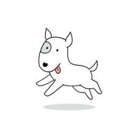 niedlicher Cartoon eines Bullterrierhundes. hand gezeichnete vektorillustration. vektor