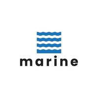 blå ocean wave marin fyrkantig logotypdesign vektor