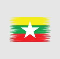 Pinselstrich mit myanmarer Flagge, Nationalflagge vektor