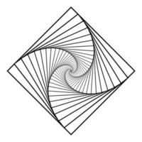 rotierende konzentrische Quadrate, quadratisches optisches Täuschungsmuster - schwarz-weißer, geometrischer abstrakter Hintergrund vektor
