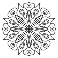 Umriss-Mandala. dekorative runde gekritzelblume lokalisiert auf weißem hintergrund. geometrisches Kreiselement. vektor