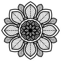 Blumenmandala mit schwarzem Umriss. vintage dekoratives element. dekorative runde gekritzelblume lokalisiert auf weißem hintergrund. geometrisches Kreiselement. vektor