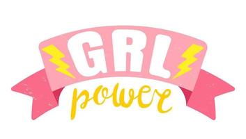 affisch av girl power med rosa band vektor