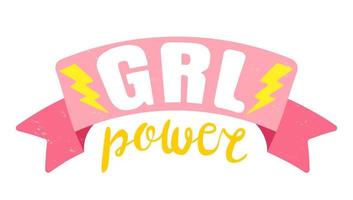 Poster von Frauenpower mit rosa Schleife vektor