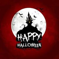 halloween affisch på fullmåne med läskigt hus. vektor