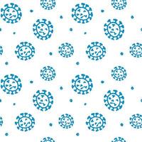 Nahtloses Muster mit einer flachen Illustration eines neuen Coronavirus auf weißem Hintergrund. ein abstraktes modell des ncov covid virus. epidemisches Muster des Coronavirus. vektor