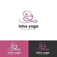 menschliches Yoga mit Lotus-Logo-Design-Vorlage. vektor