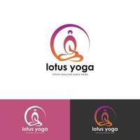 menschliches Yoga mit Lotus-Logo-Design-Vorlage. vektor