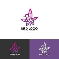 fågelblad logotyp vektor ikon linjekonst disposition mall
