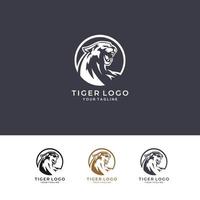 Tiger-Logo-Emblem-Vorlage Maskottchen-Symbol für Business- oder Shirt-Design. Vektor-Vintage-Design-Element. vektor