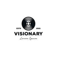 Visionäres Logo-Design des Augenetiketts vektor