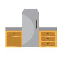 Küchenschränke und Kühlschrank. einfaches Vektorsymbol. Haushaltsgeräte. vektor