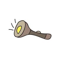 Taschenlampe handgezeichnetes Symbol im Cartoon-Stil. Taschentouristen-Taschenlampe. vektor