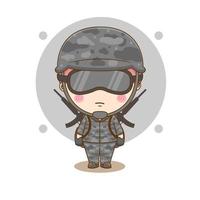 söt soldat chibi seriefigur vektor