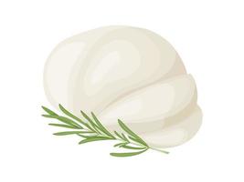 Mozzarella-Weichkäseblock. bauernmarktprodukt für etikett, plakat, ikone, verpackung. vektor