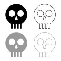 mänsklig skalle kranium ikon disposition uppsättning svart grå färg vektor illustration platt stil bild