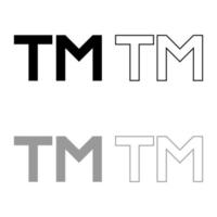 tm-Buchstaben-Warenzeichen-Symbol-Gliederungssatz schwarz graues Farbvektor-Illustrations-Flat-Style-Image vektor