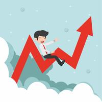 Geschäftsmann Sitting Graph Pfeil nach oben vektor