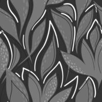 schwarzer nahtloser Vektorhintergrund mit grauen abstrakten Blumen vektor