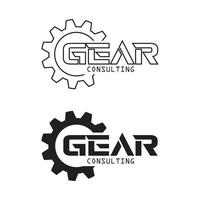 Gear-Logo für ein einfaches Schwarz-Weiß-Unternehmen. vektor