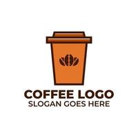 Logo-Vorlage für Kaffeeverkäufer. ein Logo in Form einer Kaffeetasse mit einem Bild von Kaffeebohnen auf der Tasse. vektor