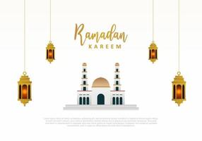 ramadan kareem gruß islamische verzierung, grüner mond arabische kalligrafie vektor