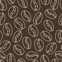 sömlösa doodle mönster med kaffebönor på en brun bakgrund. vektor doodle illustration för design.