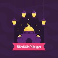 ramadan kareem illustration mit moschee und laternenkonzept. Cartoon-Stil im flachen Design vektor