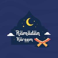 ramadan kareem illustration mit al quran und laternenkonzept. Cartoon-Stil im flachen Design vektor