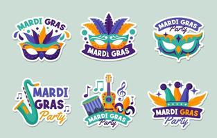 Mardi Gras Sticker Sammlung vektor