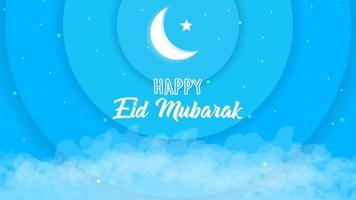 Happy Eid Mubarak Design im Papierschnitt-Stil. glücklicher eid mubarak hintergrund vektor
