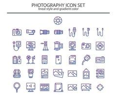 Fotografie-Icon-Pack in Verlaufsfarbe vektor