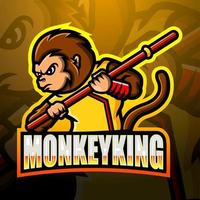 monkey king maskot esport logotypdesign vektor