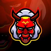 Oni-Kopf-Maskottchen-Esport-Logo-Design vektor