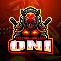 Oni-Maskottchen-Esport-Logo-Design vektor