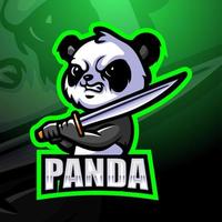 samurai panda maskottchen esport logo design vektor