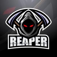 Reaper-Schädel-Maskottchen-Esport-Logo-Design vektor