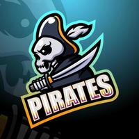 Pirate skull esport maskot logotypdesign vektor