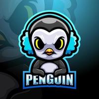 Gamer-Pinguin-Maskottchen-Esport-Logo-Design vektor