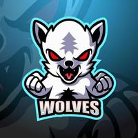 weiße wölfe maskottchen esport logo design vektor