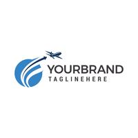 Planet Travel Logo, flygplan logo design mall element vektor