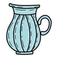 süßer Blumentopf oder Vase im Doodle-Stil. frühlingskollektion mit niedlicher handgezeichneter vase. Inneneinrichtung, Wohnkultur. Vektor. isoliert vektor