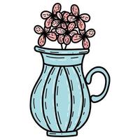 vas med rosa blommor, skiss för din design vektor