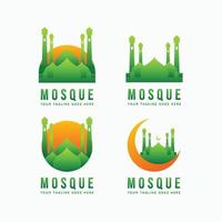 uppsättning av moskén islamiska landmärke minimalistisk logotyp vektor