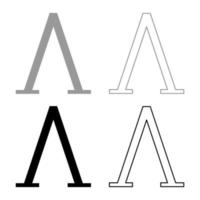 Lambda griechisches Symbol Großbuchstabe Großbuchstaben Schriftart Symbol Umriss Set schwarz grau Farbe Vektor Illustration Flat Style Image