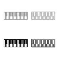 pianino musiktasten elfenbein synthesizer set symbol grau schwarz farbe vektor illustration bild flach stil solide füllung umriss konturlinie dünn