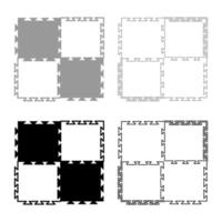 pussel sport matta med skum spela koncept tatami ikon disposition uppsättning svart grå färg vektor illustration platt stil bild