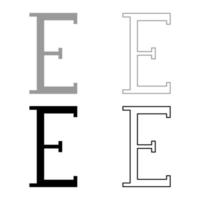 Epsilon griechisches Symbol Großbuchstabe Großbuchstaben Schriftart Symbol Umriss Set schwarz grau Farbe Vektor Illustration Flat Style Image