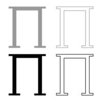 Pi griechisches Symbol Großbuchstabe Großbuchstaben Schriftart Symbol Umriss Set schwarz grau Farbe Vektor Illustration Flat Style Image